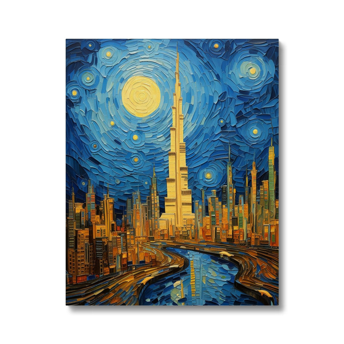 The Burj Khalifa Van Gough Style Painting Canvas