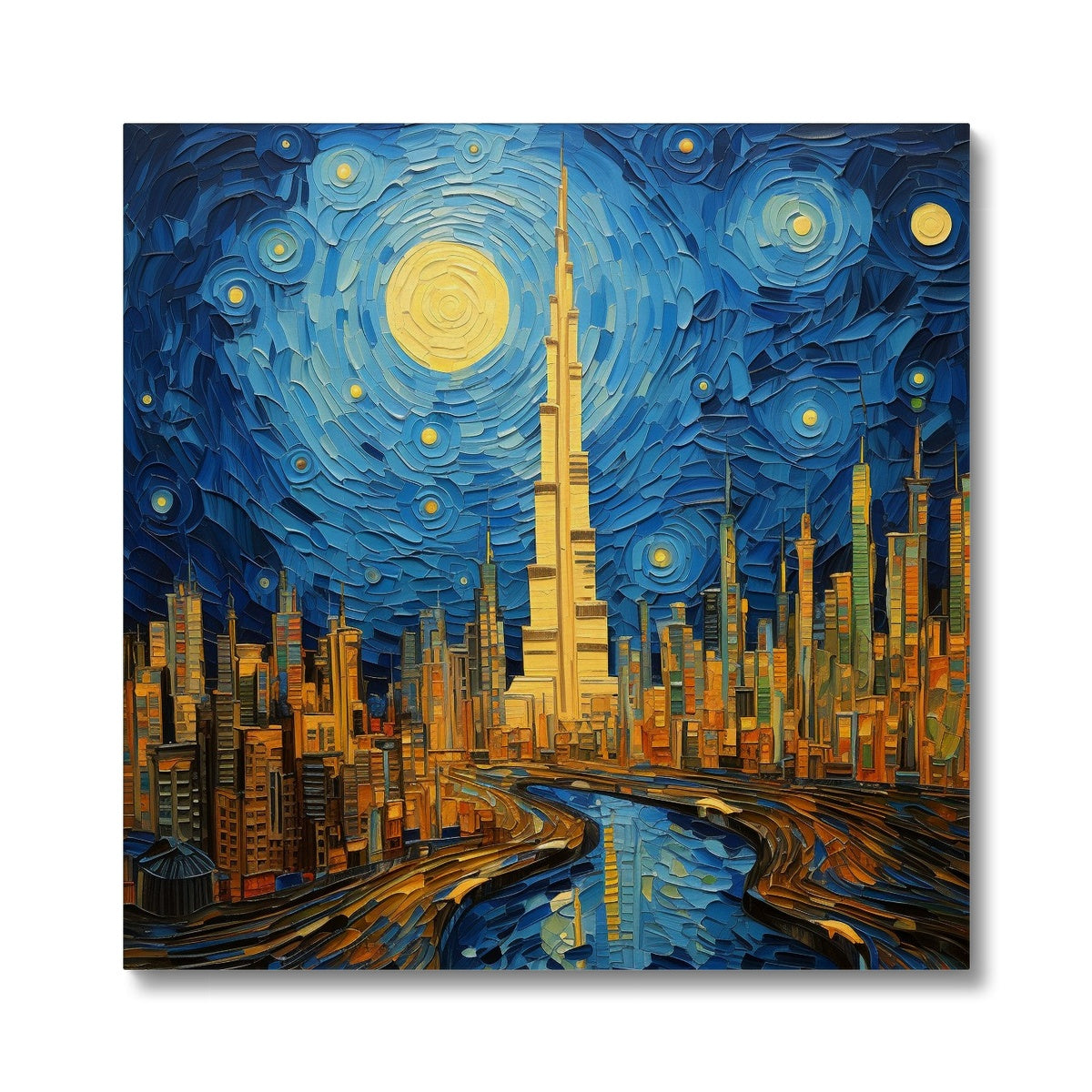 The Burj Khalifa Van Gough Style Painting Canvas