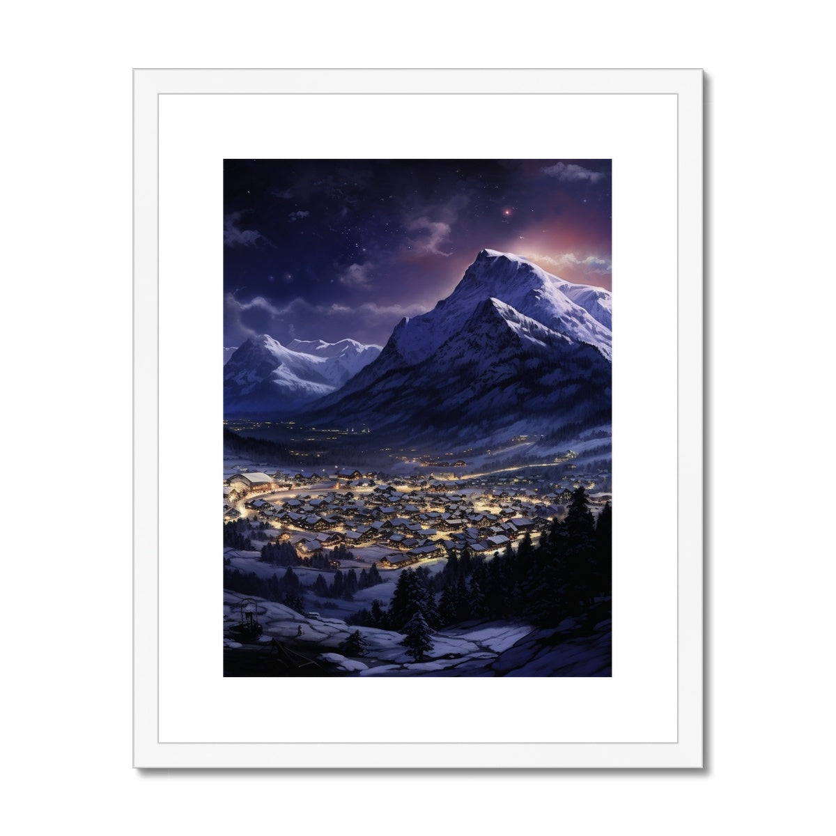 Remote Ski Town, Switzerland Framed & Mounted Print