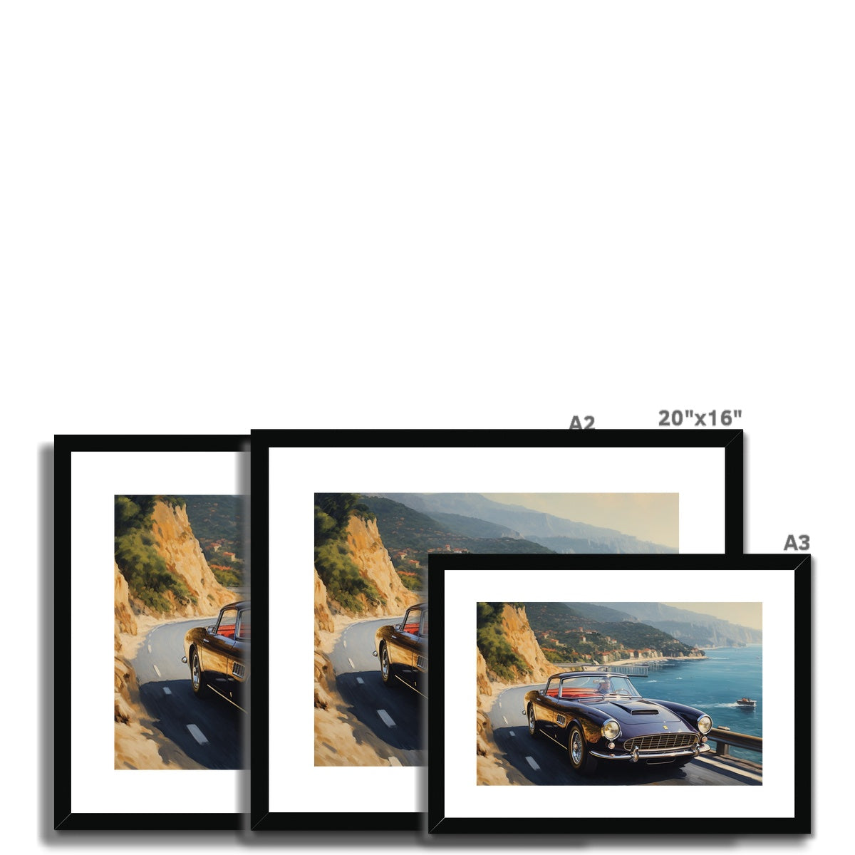 Ferrari 250GT Cruising Around The Amalfi Coast, Italy Framed & Mounted Print