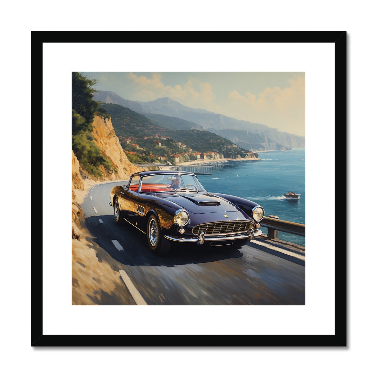 Ferrari 250GT Cruising Around The Amalfi Coast, Italy Framed & Mounted Print