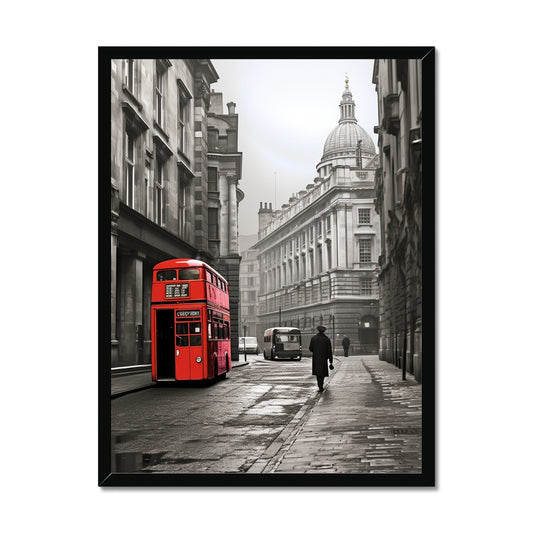 Red Bus To The City, London  Framed Print
