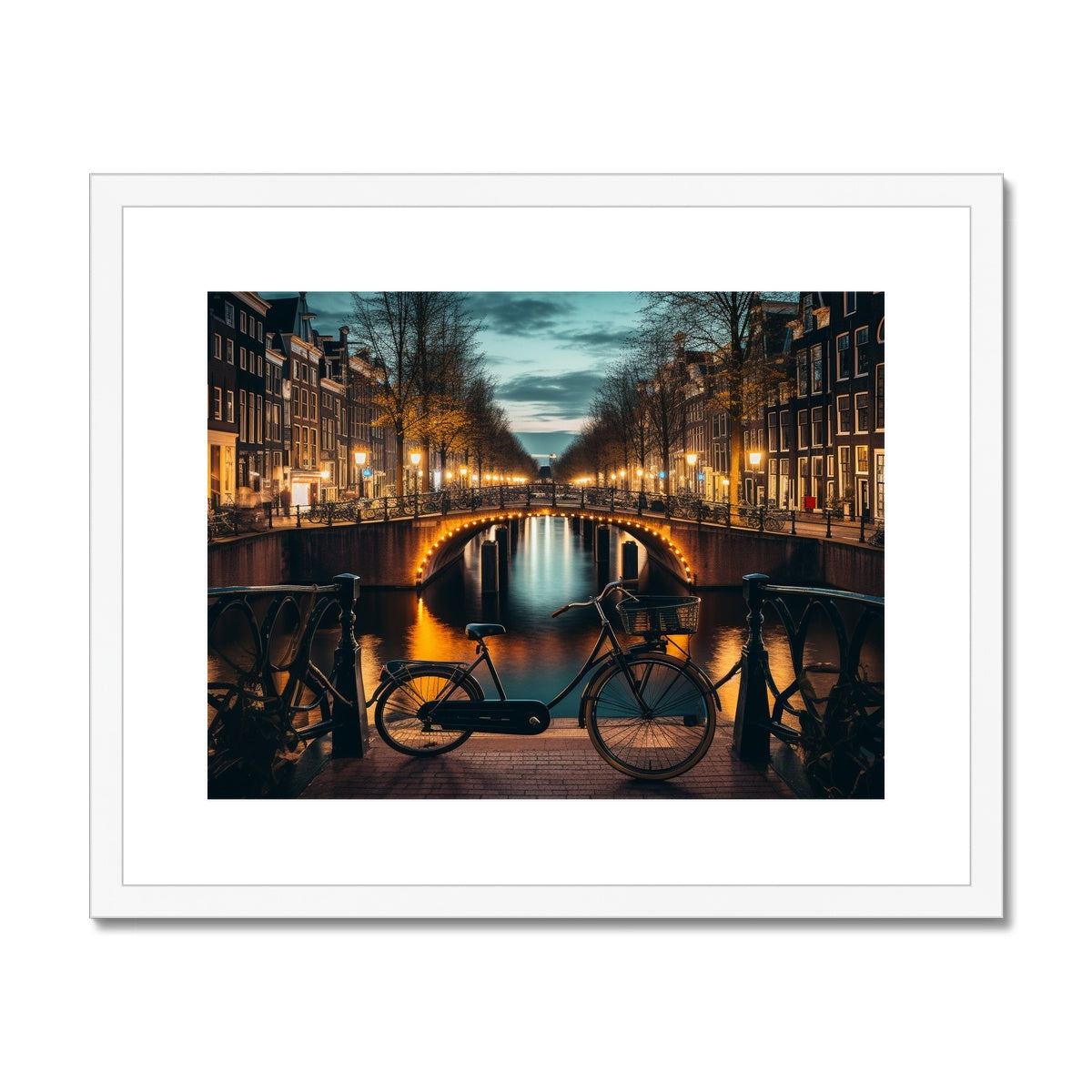 Canal Hopping At Dusk, Amsterdam Framed & Mounted Print