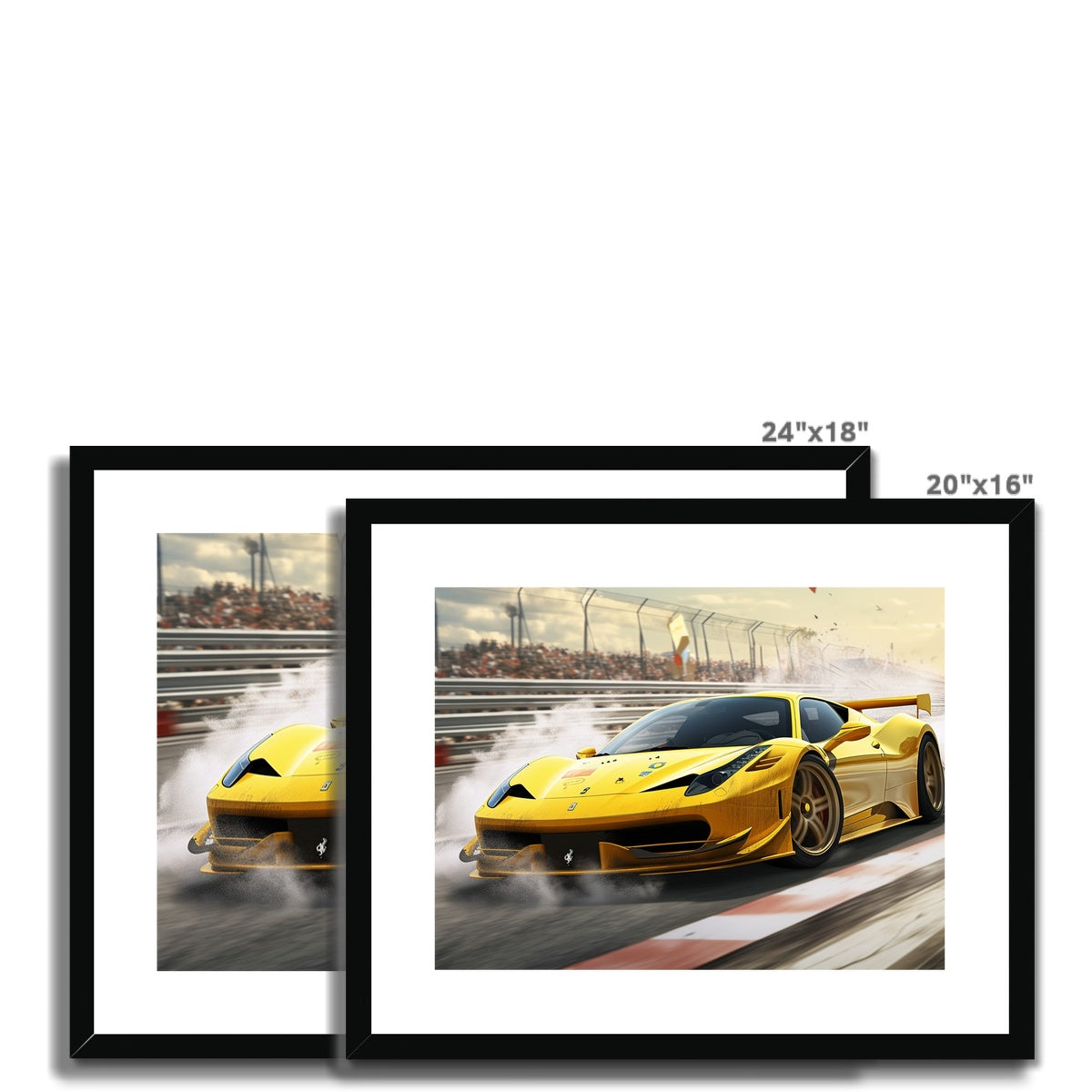 Racing Yellow Ferrari 458 Framed & Mounted Print