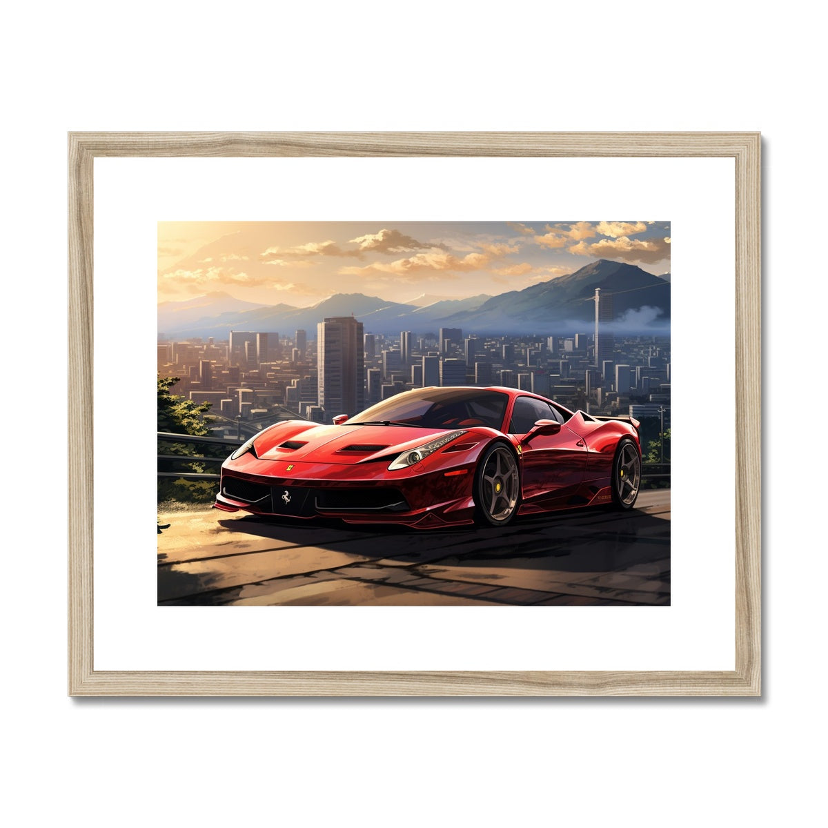 Vintage Red Ferrari 458 Framed & Mounted Print