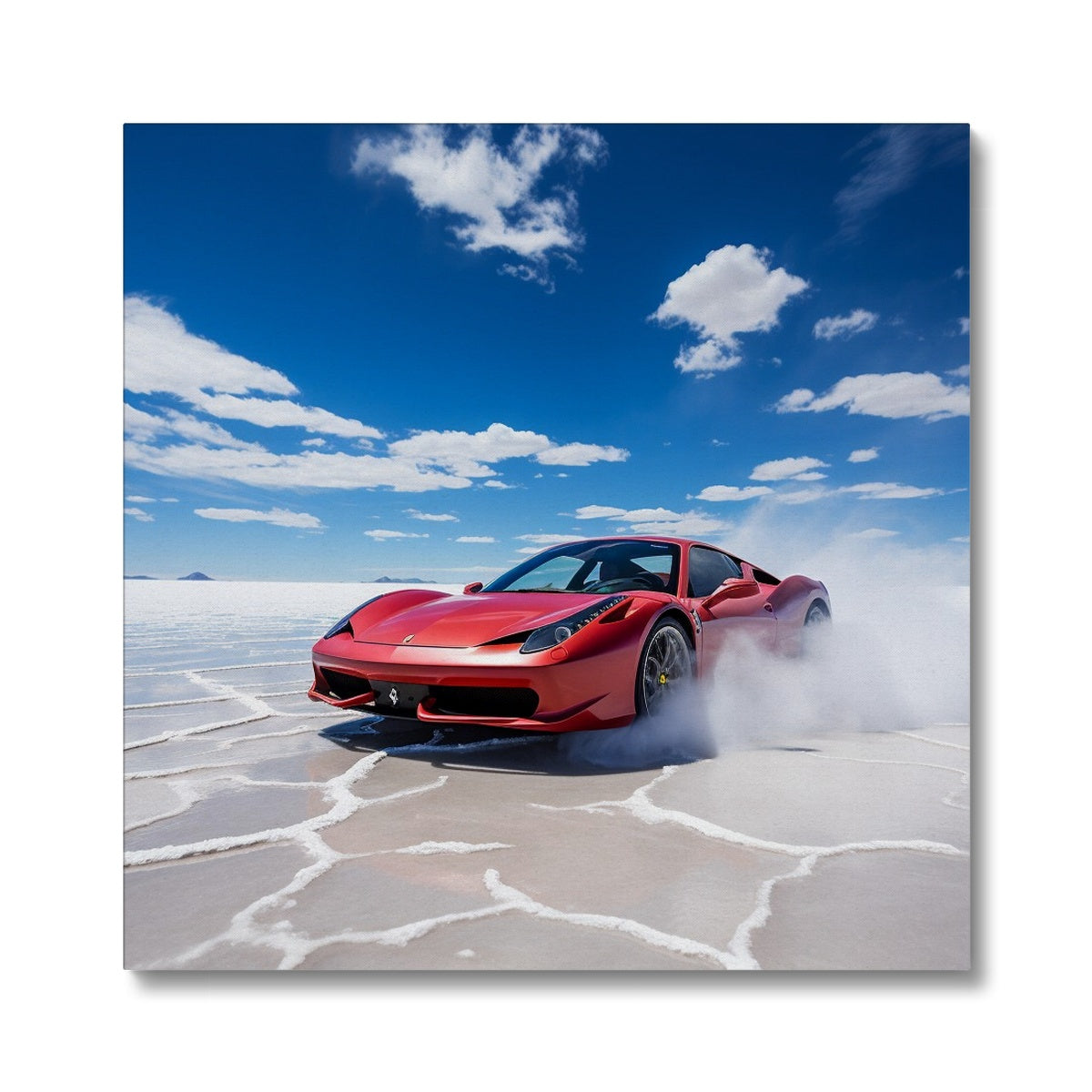 Ferarri 458 Tearing Through The Uyuni Salt Flats  Canvas