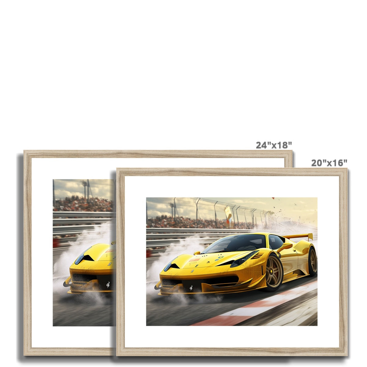 Racing Yellow Ferrari 458 Framed & Mounted Print