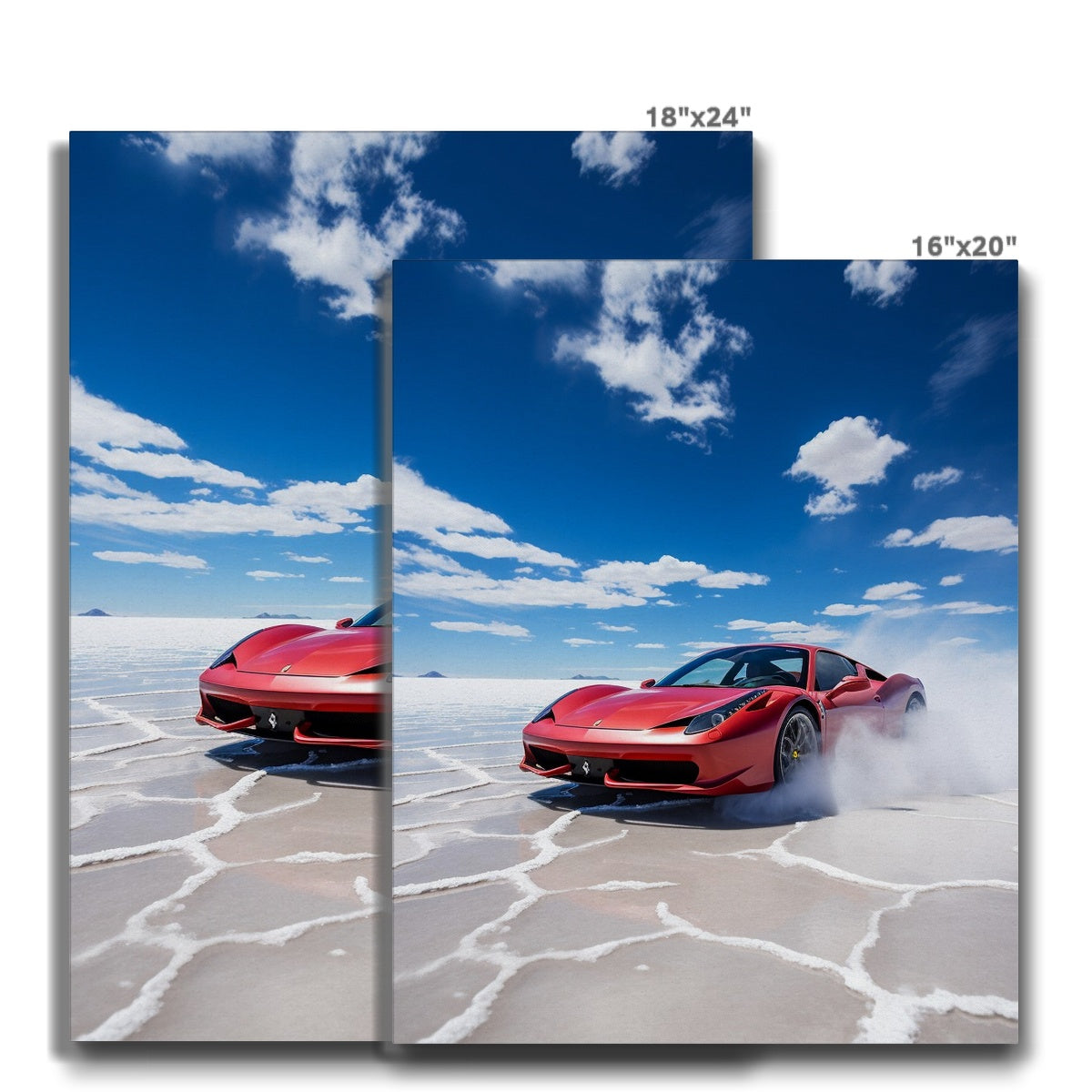 Ferarri 458 Tearing Through The Uyuni Salt Flats  Canvas