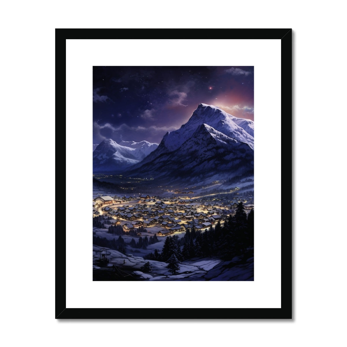 Remote Ski Town, Switzerland Framed & Mounted Print