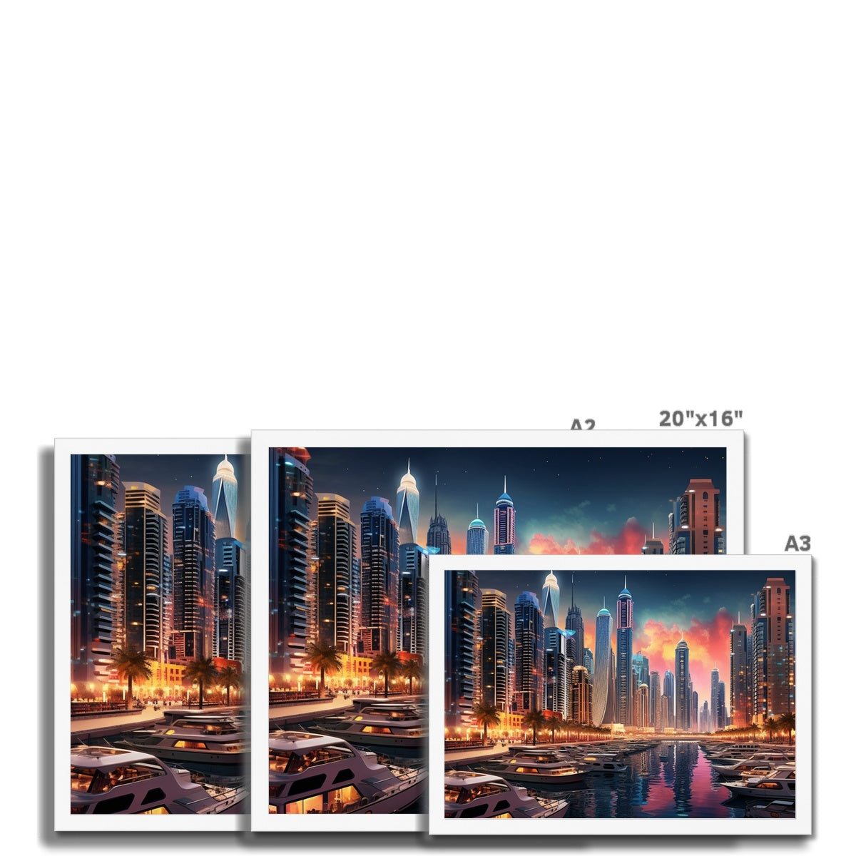 Red Sky At Night, Dubai Marina  Framed Print