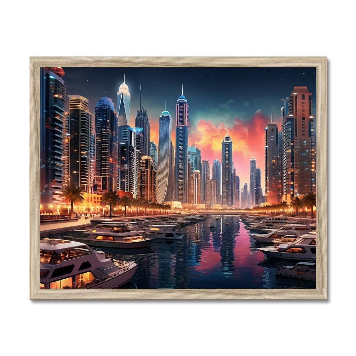 Red Sky At Night, Dubai Marina  Framed Print