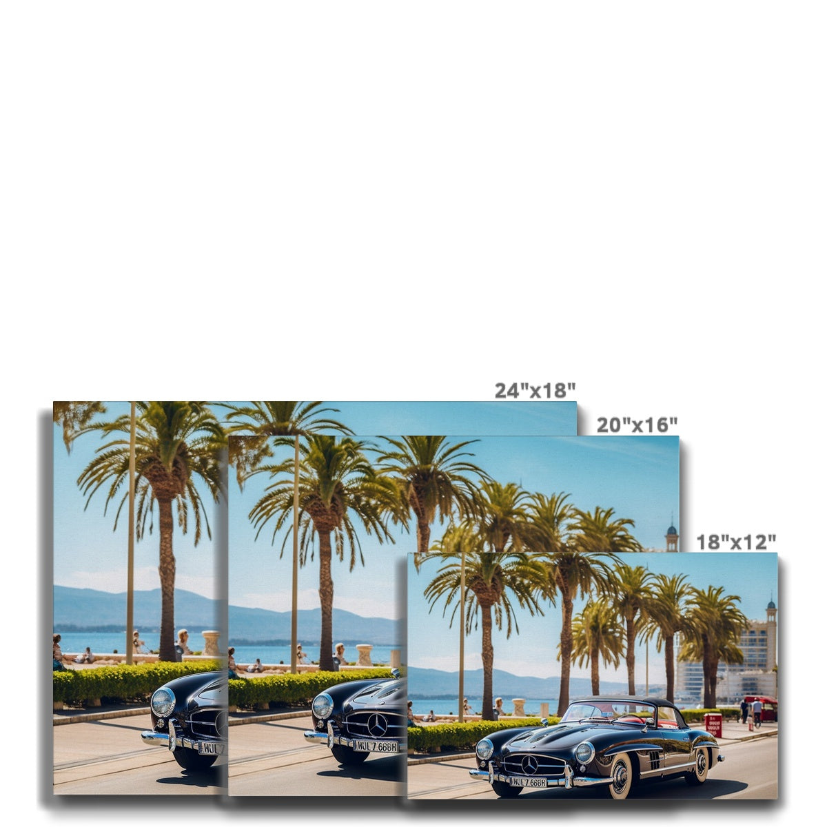 Retro Mercedes, Cruising in Cannes, South of France Summers Canvas