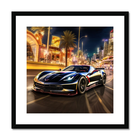 Empty Las Vegas In A Corvette... Framed & Mounted Print