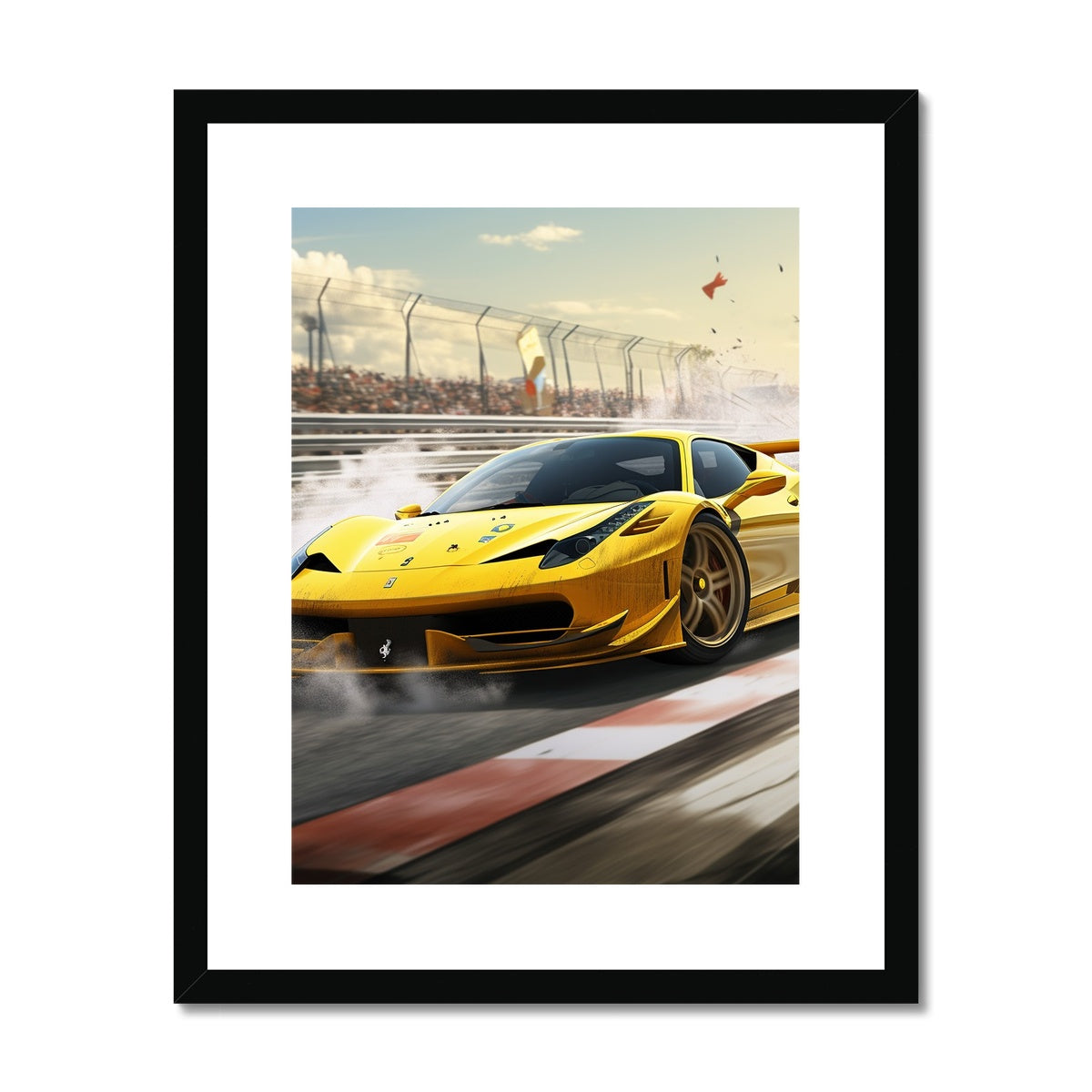 Racing Yellow Ferrari 458 Framed & Mounted Print