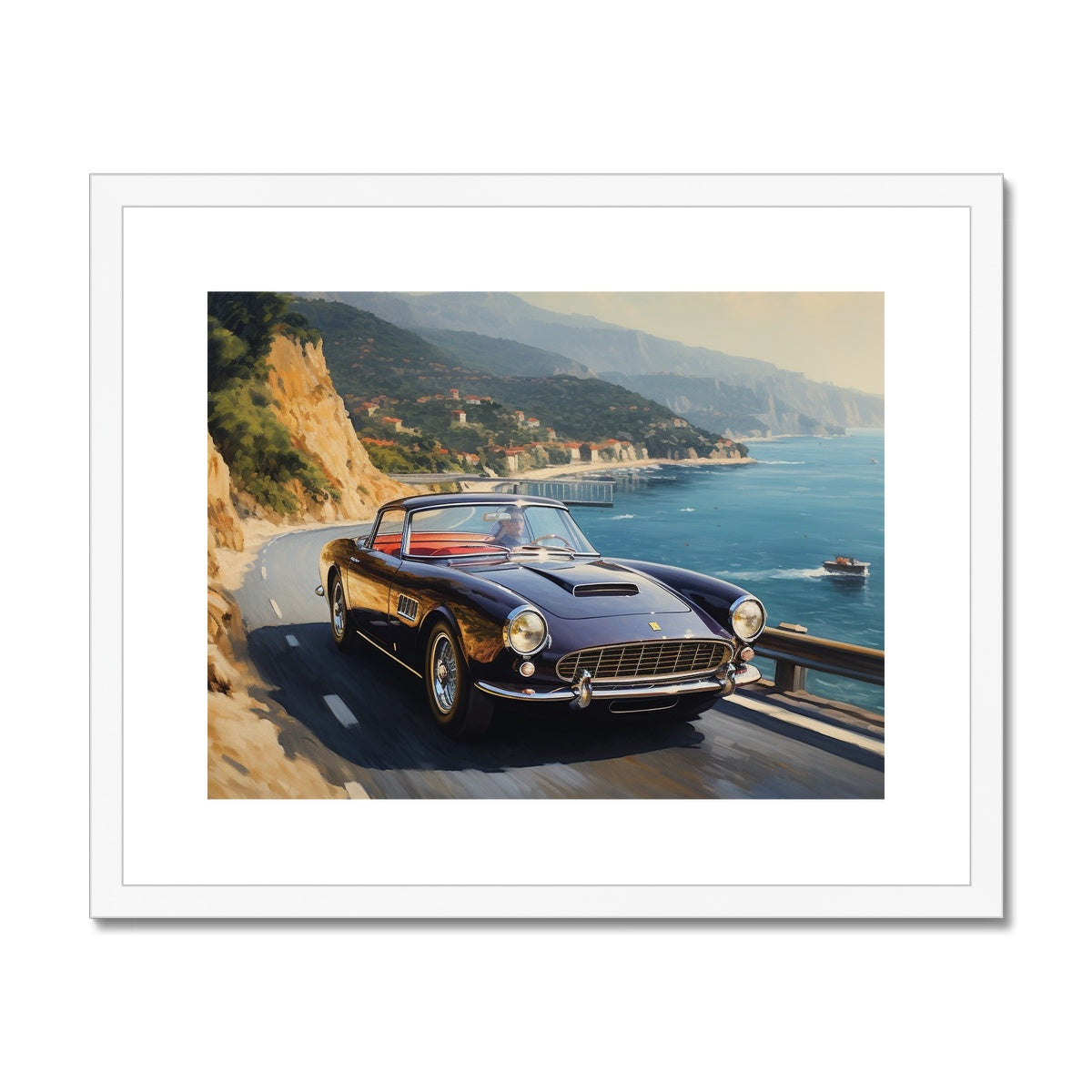 Ferrari 250GT Cruising Around The Amalfi Coast, Italy Framed & Mounted Print