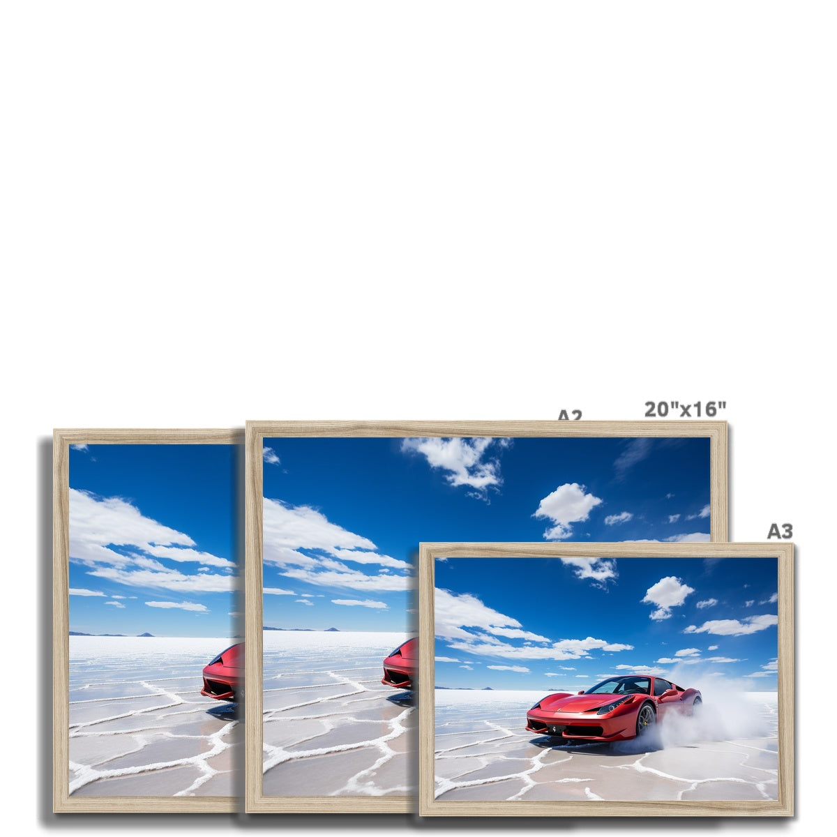 Ferarri 458 Tearing Through The Uyuni Salt Flats  Framed Print