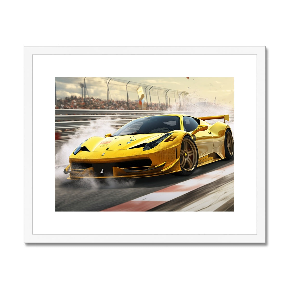 Racing Yellow Ferrari 458 Framed & Mounted Print