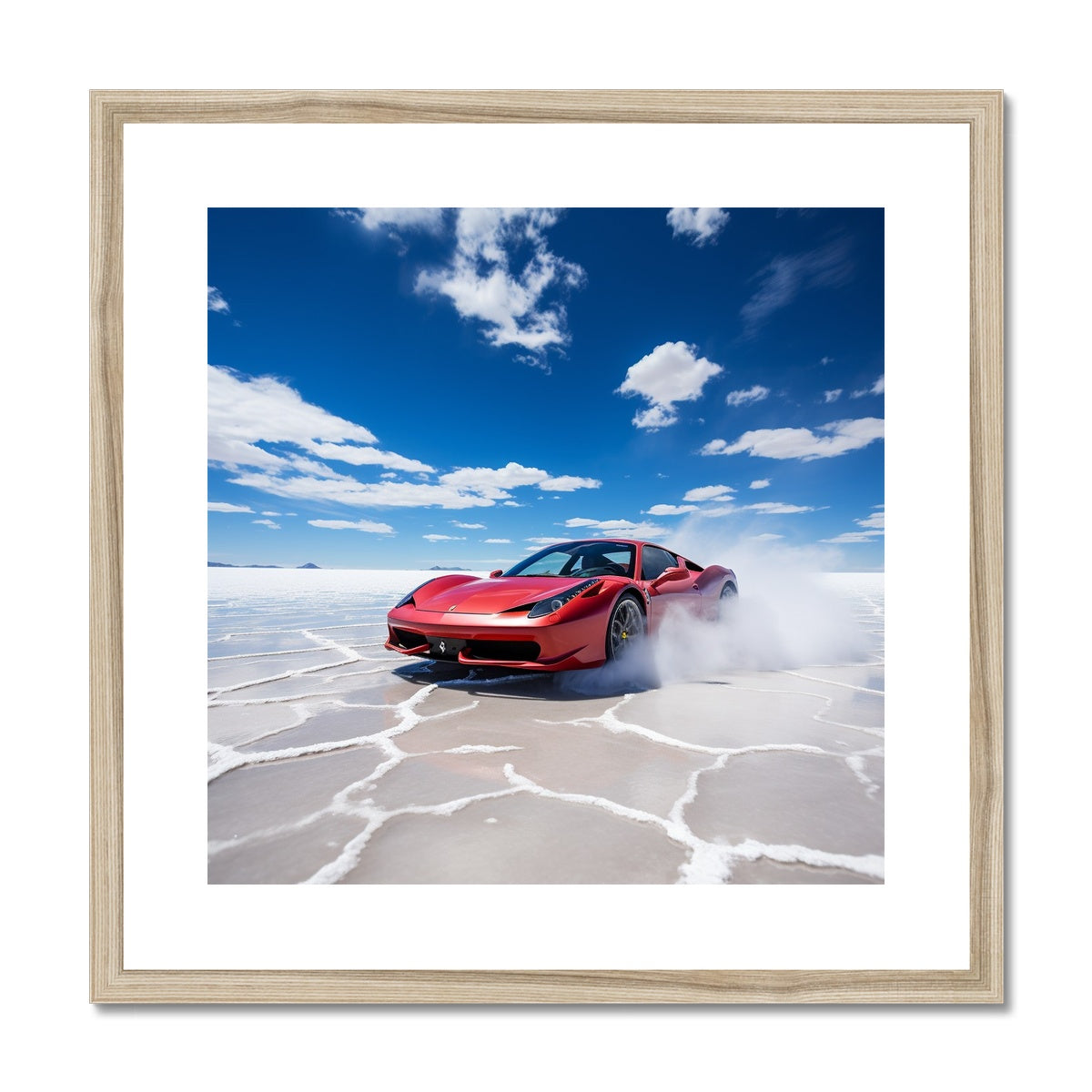 Ferarri 458 Tearing Through The Uyuni Salt Flats  Framed & Mounted Print