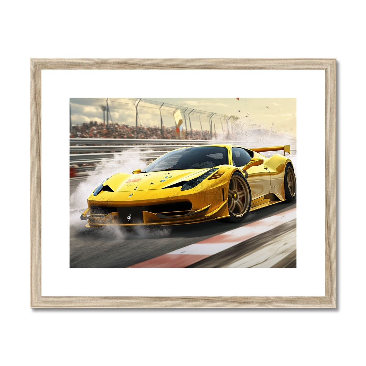 Racing Yellow Ferrari 458 Framed & Mounted Print
