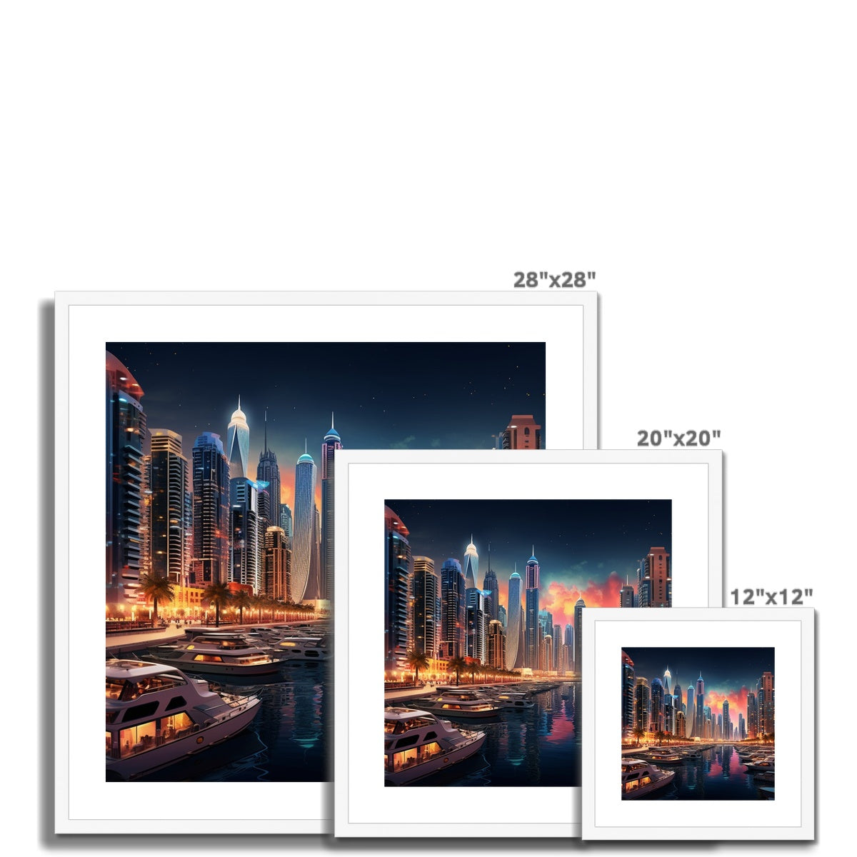 Red Sky At Night, Dubai Marina  Framed & Mounted Print
