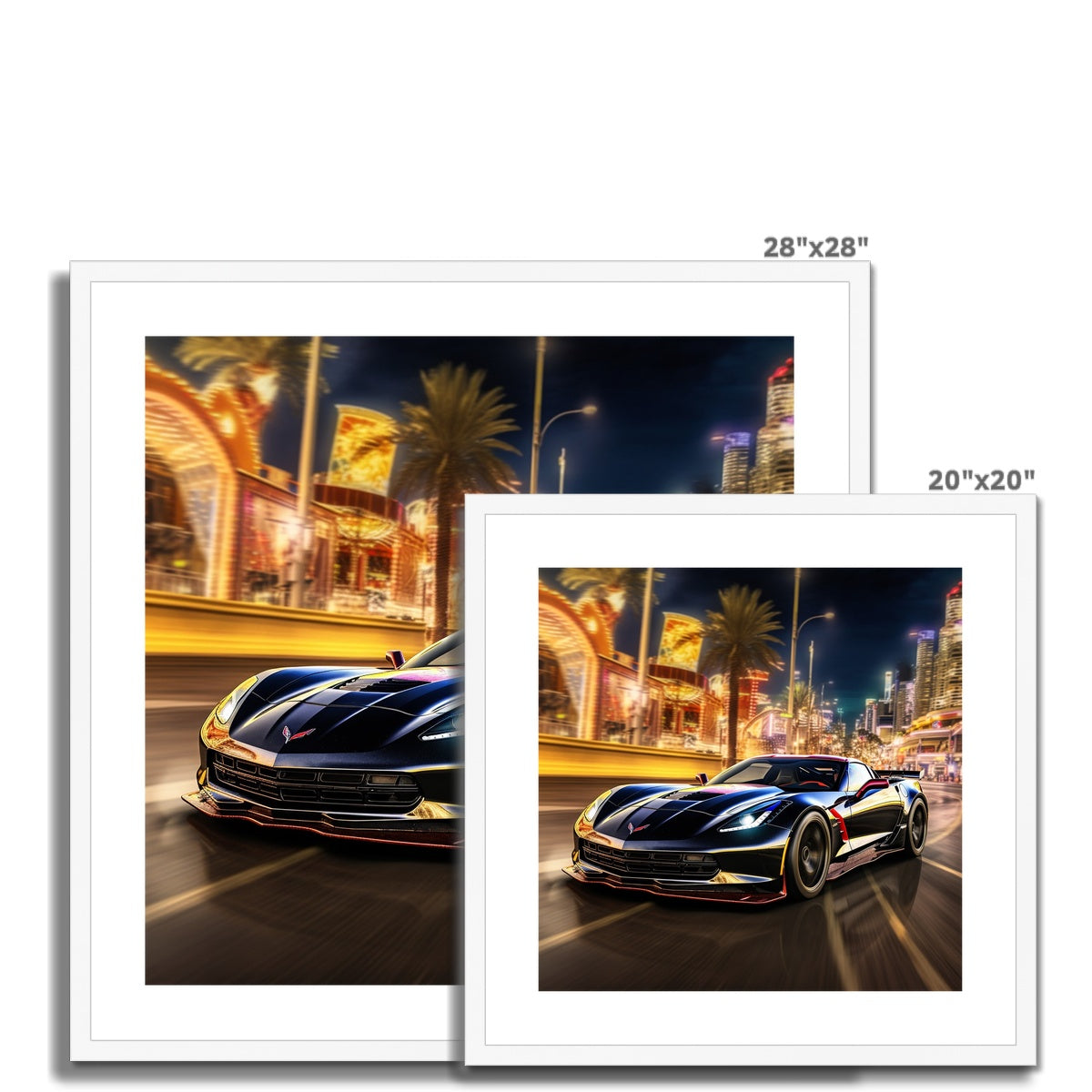 Empty Las Vegas In A Corvette... Framed & Mounted Print
