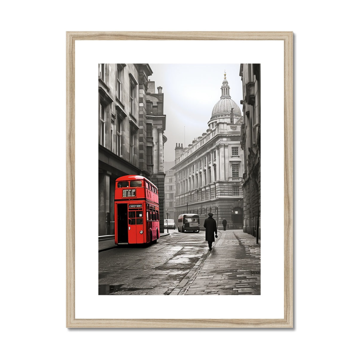 Red Bus To The City, London  Framed & Mounted Print