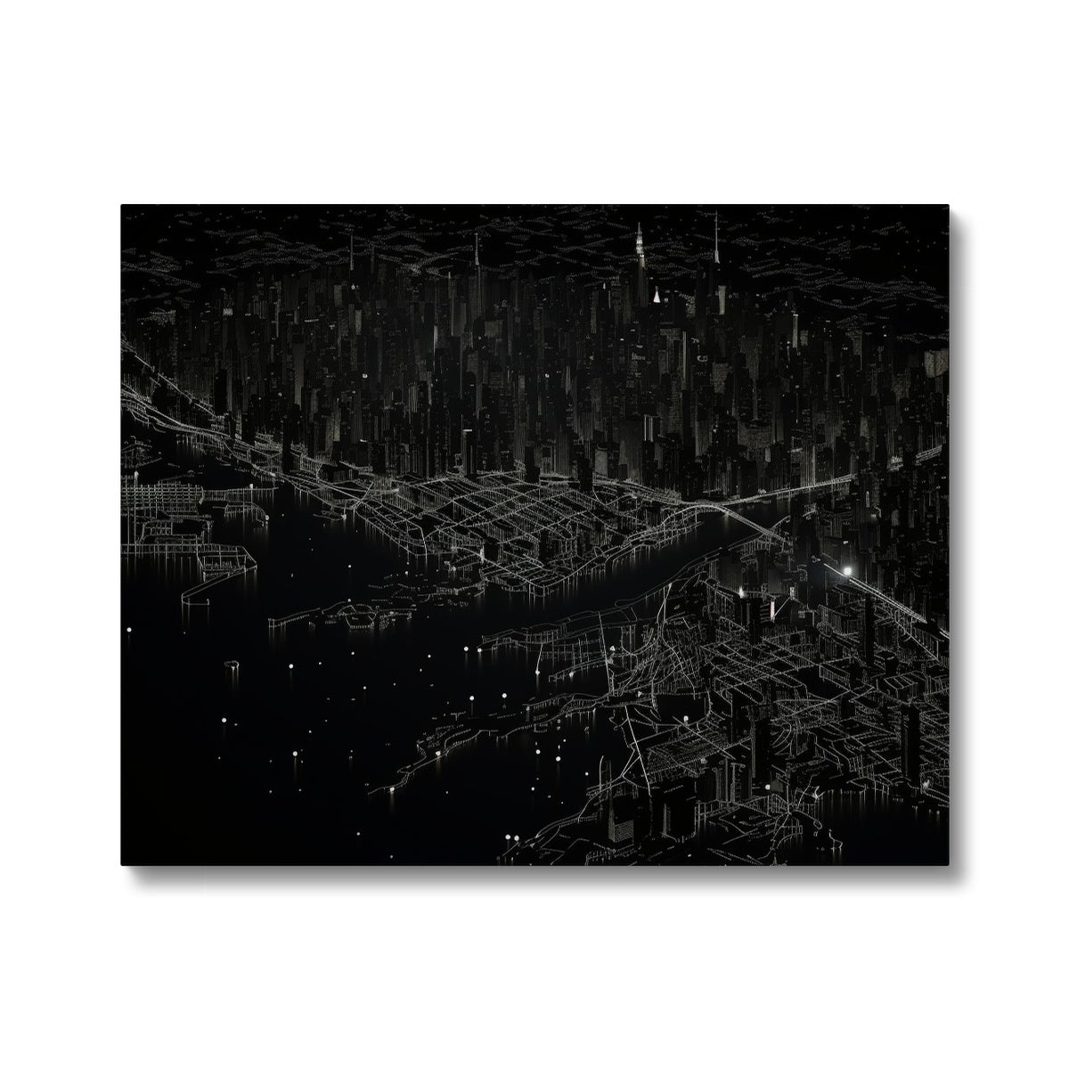 New York City Dark Map Canvas