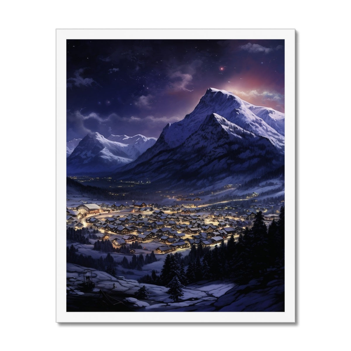 Remote Ski Town, Switzerland Framed Print