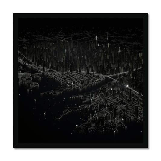 New York City Dark Map Framed Print