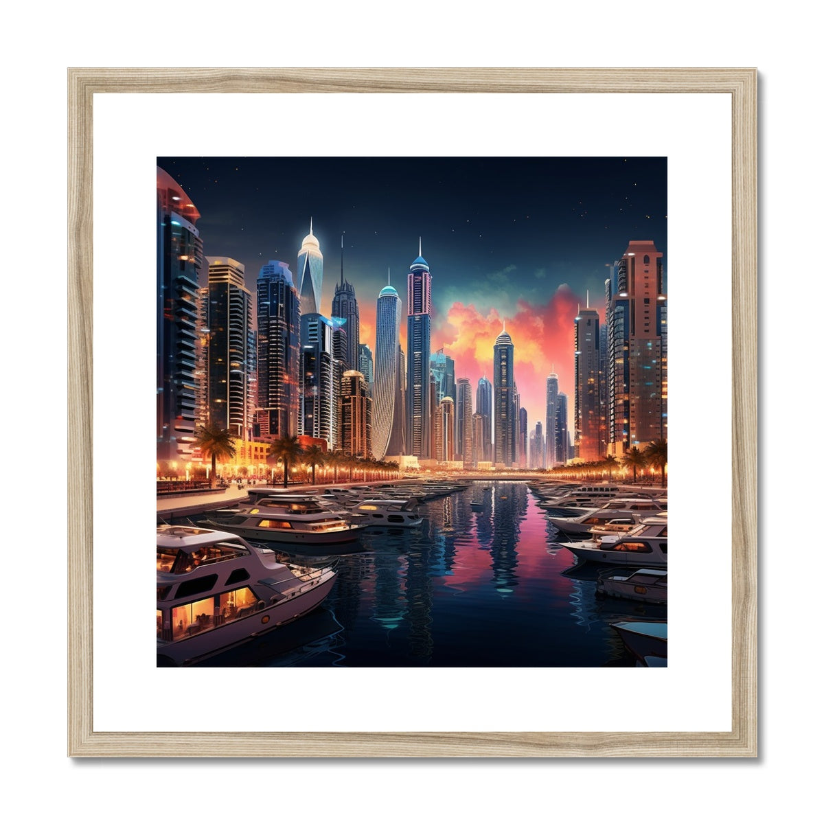 Red Sky At Night, Dubai Marina  Framed & Mounted Print