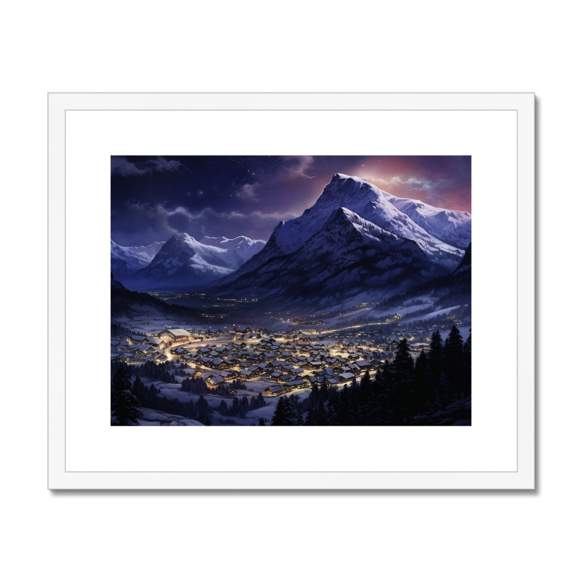 Remote Ski Town, Switzerland Framed & Mounted Print