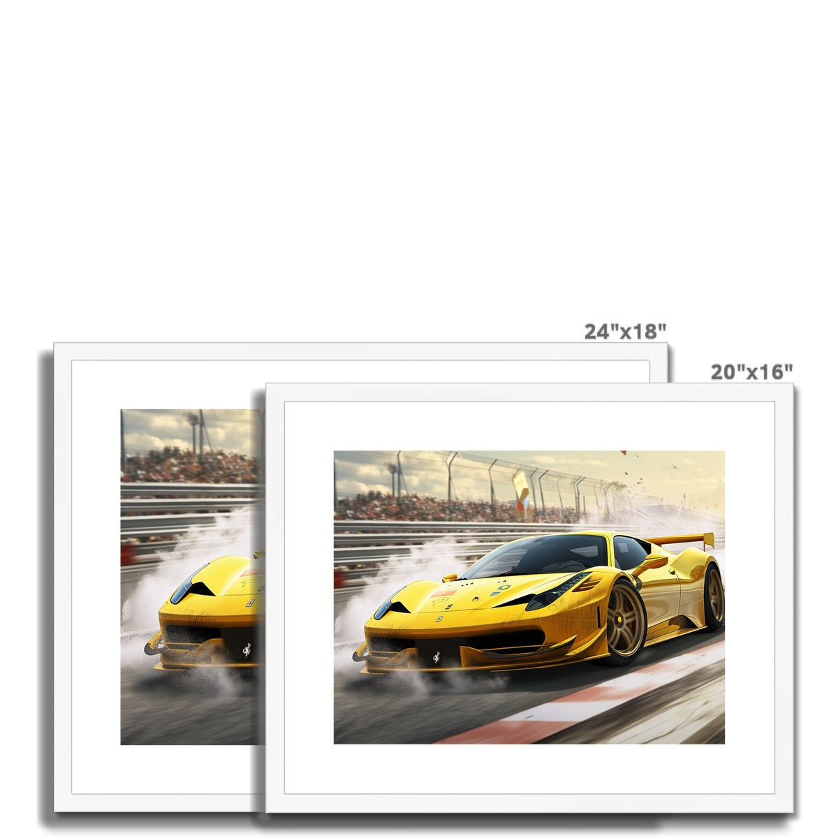 Racing Yellow Ferrari 458 Framed & Mounted Print