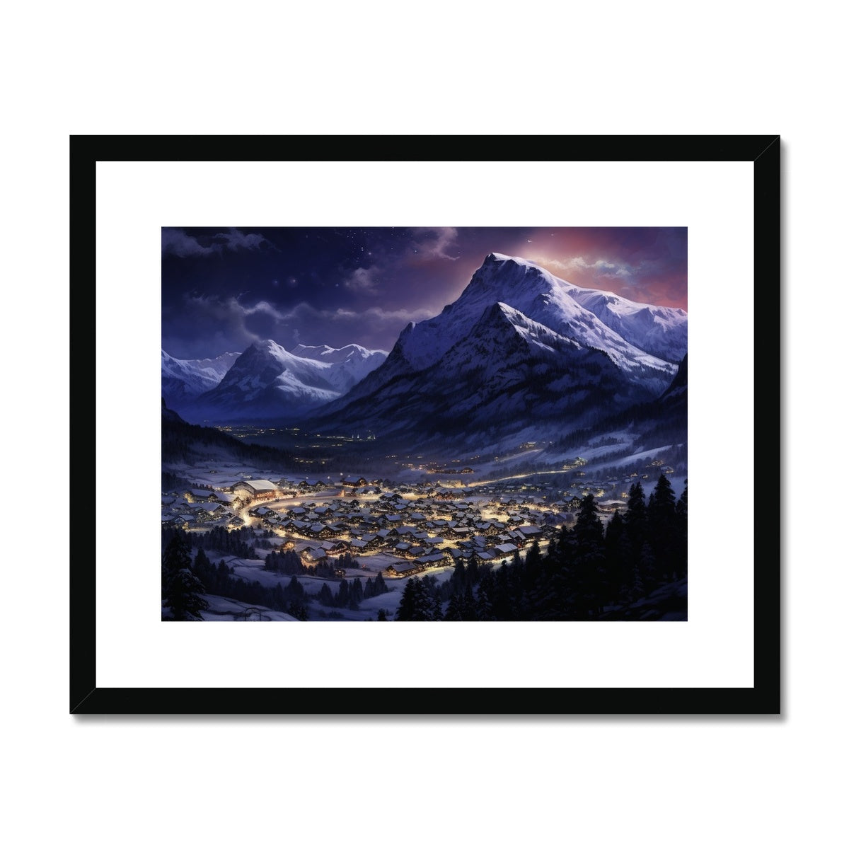 Remote Ski Town, Switzerland Framed & Mounted Print