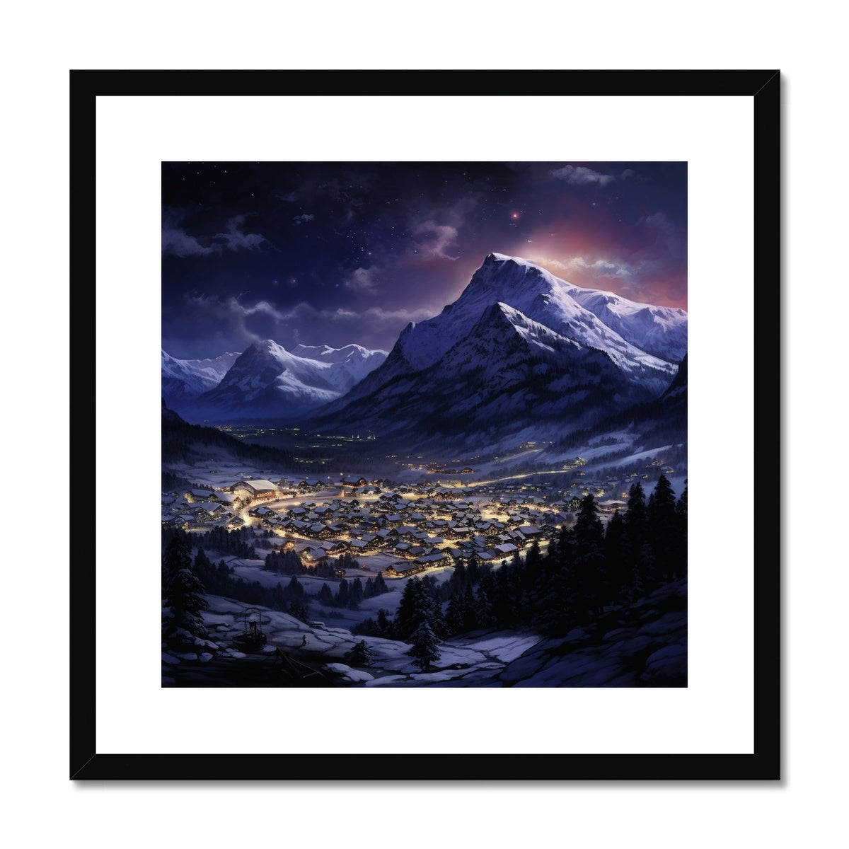 Remote Ski Town, Switzerland Framed & Mounted Print