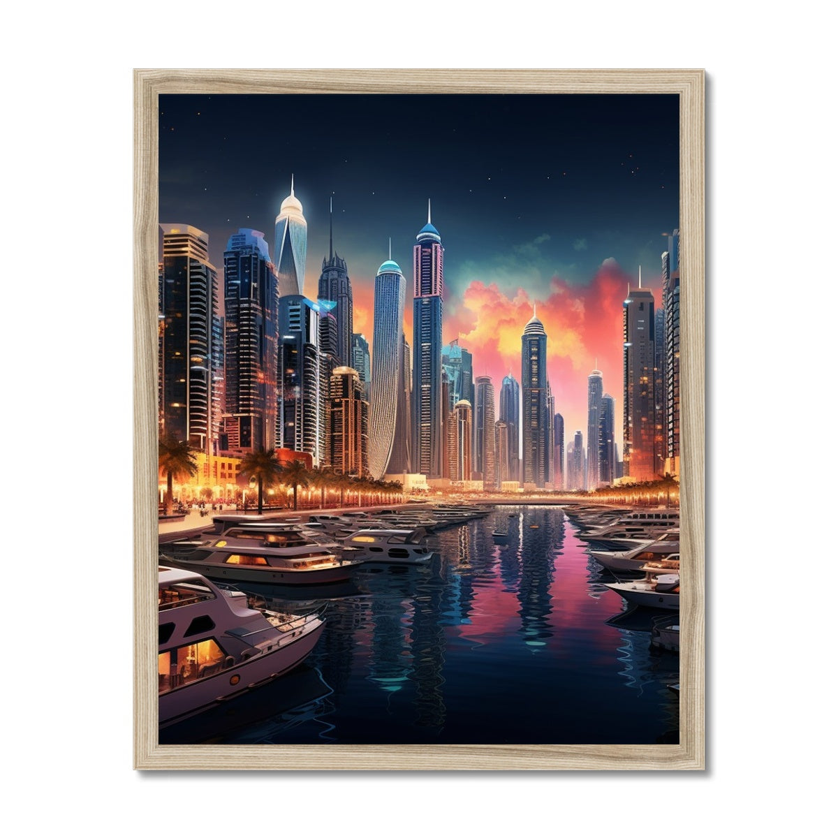 Red Sky At Night, Dubai Marina  Framed Print