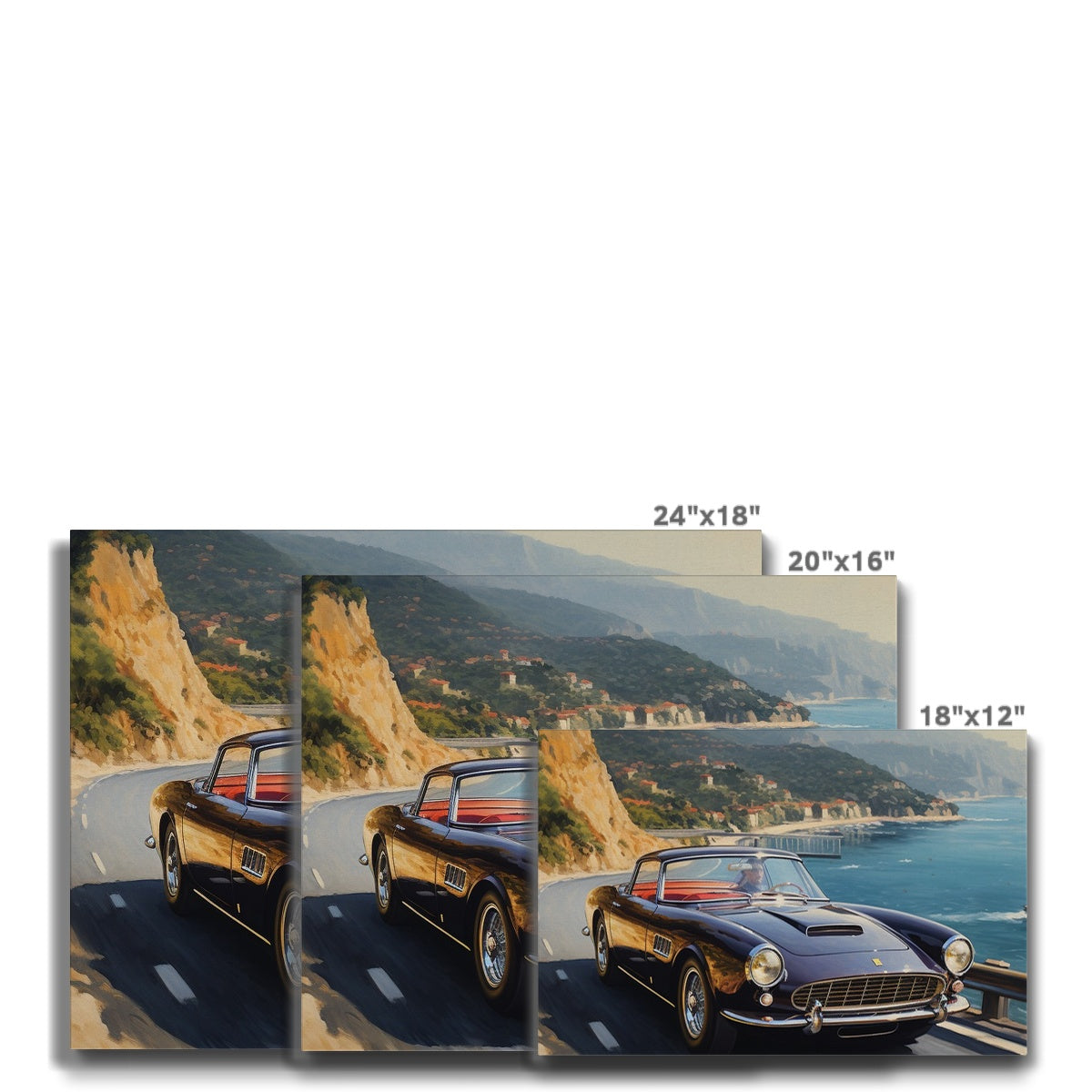 Ferrari 250GT Cruising Around The Amalfi Coast, Italy Canvas