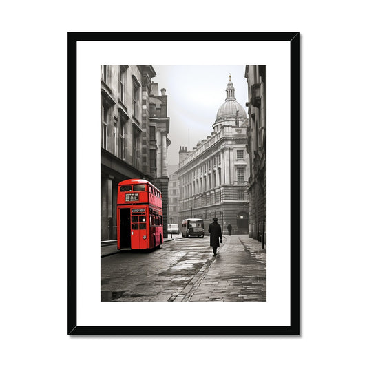Red Bus To The City, London  Framed & Mounted Print