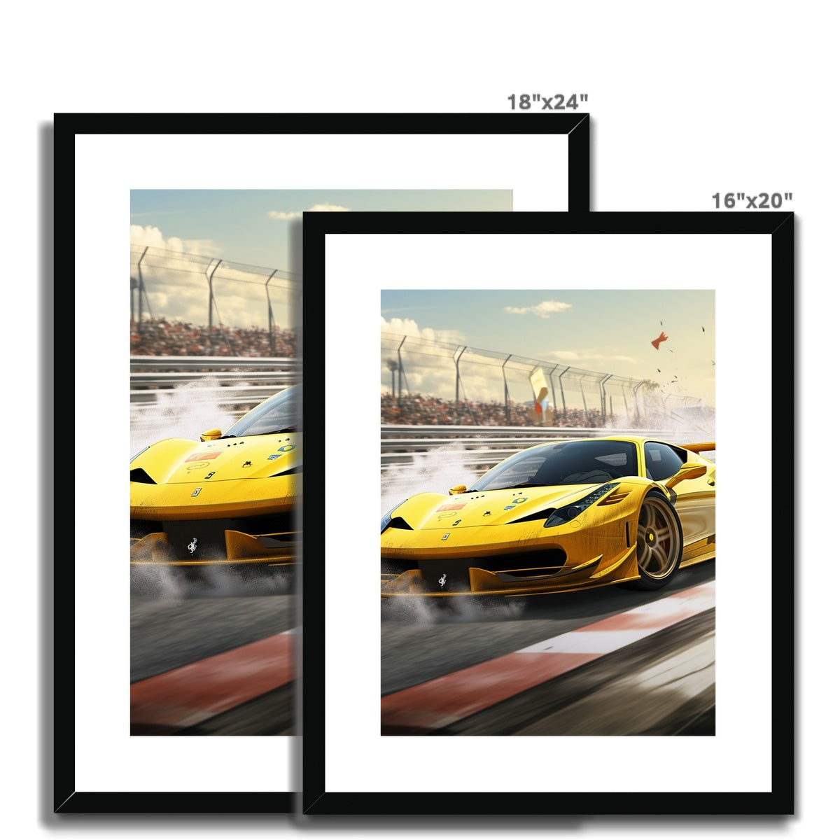 Racing Yellow Ferrari 458 Framed & Mounted Print