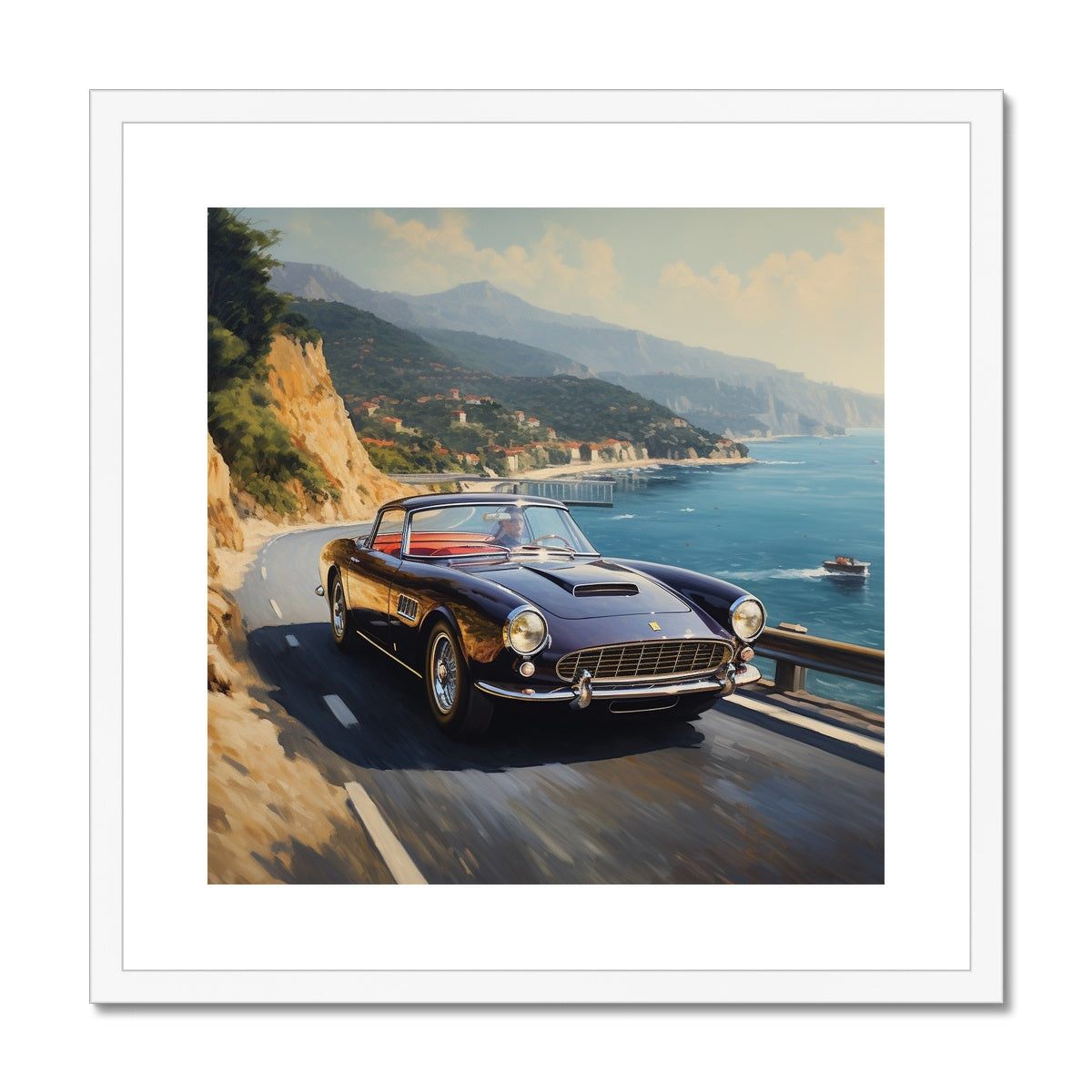 Ferrari 250GT Cruising Around The Amalfi Coast, Italy Framed & Mounted Print