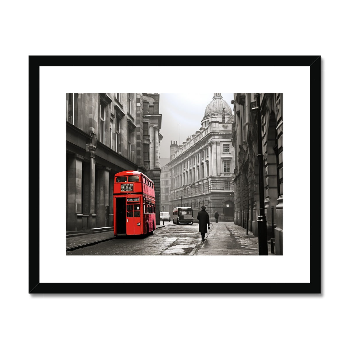 Red Bus To The City, London  Framed & Mounted Print
