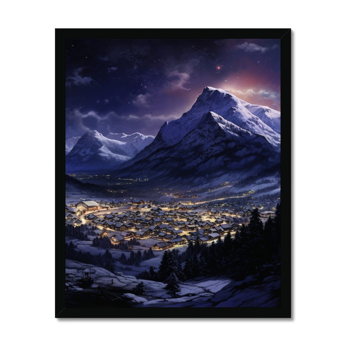 Remote Ski Town, Switzerland Framed Print