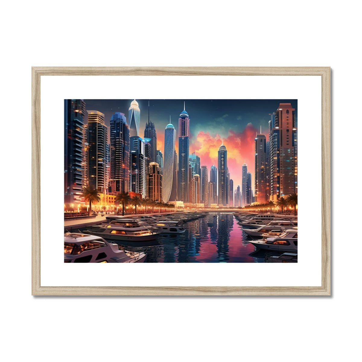 Red Sky At Night, Dubai Marina  Framed & Mounted Print