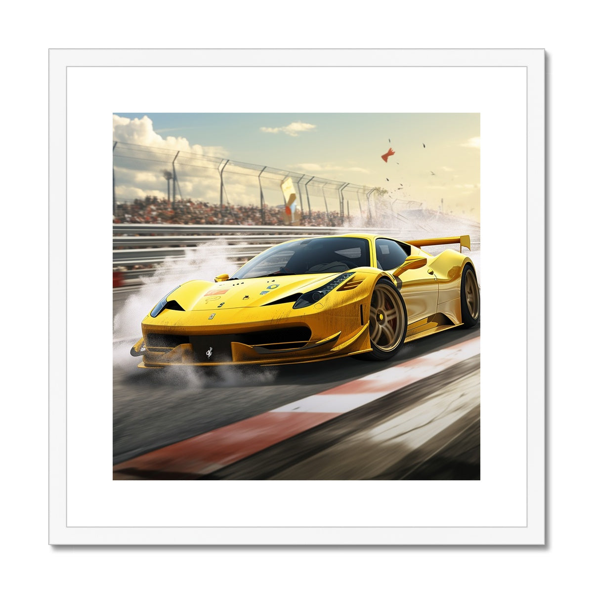 Racing Yellow Ferrari 458 Framed & Mounted Print