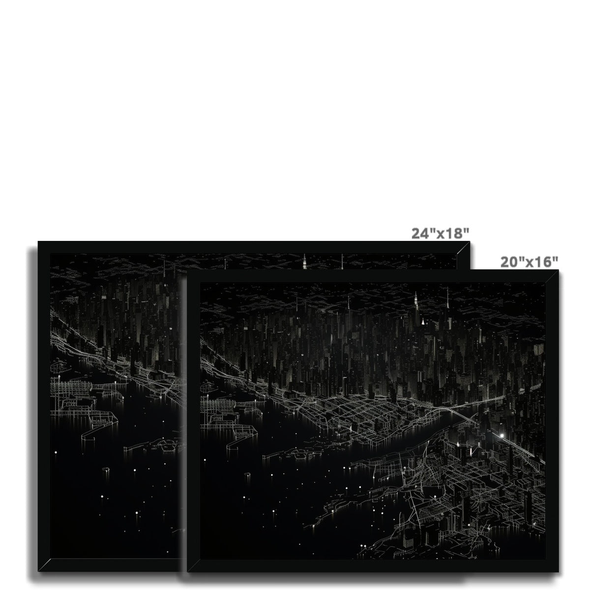 New York City Dark Map Framed Print