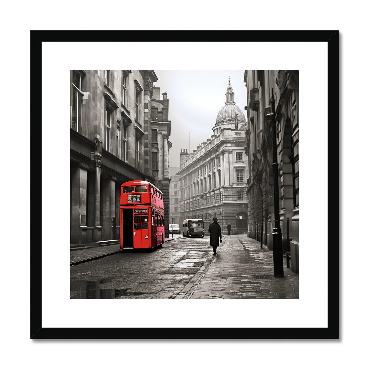 Red Bus To The City, London  Framed & Mounted Print