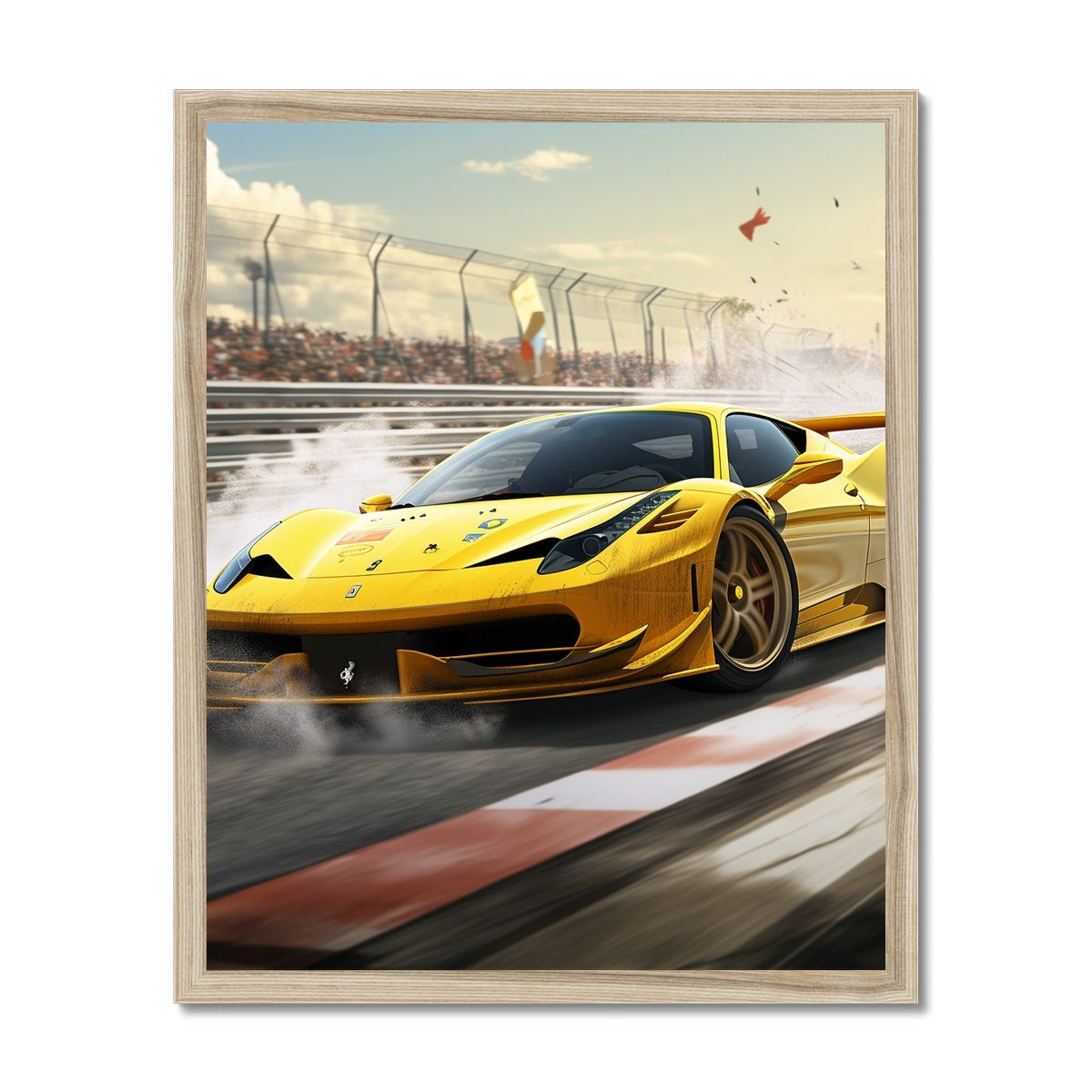 Racing Yellow Ferrari 458 Framed Print