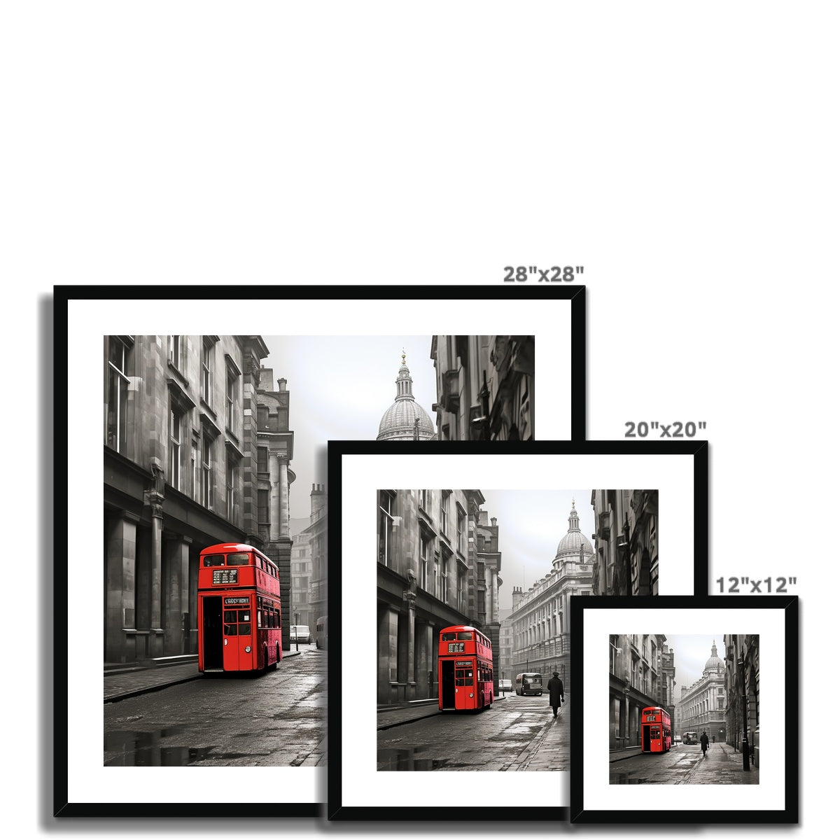 Red Bus To The City, London  Framed & Mounted Print