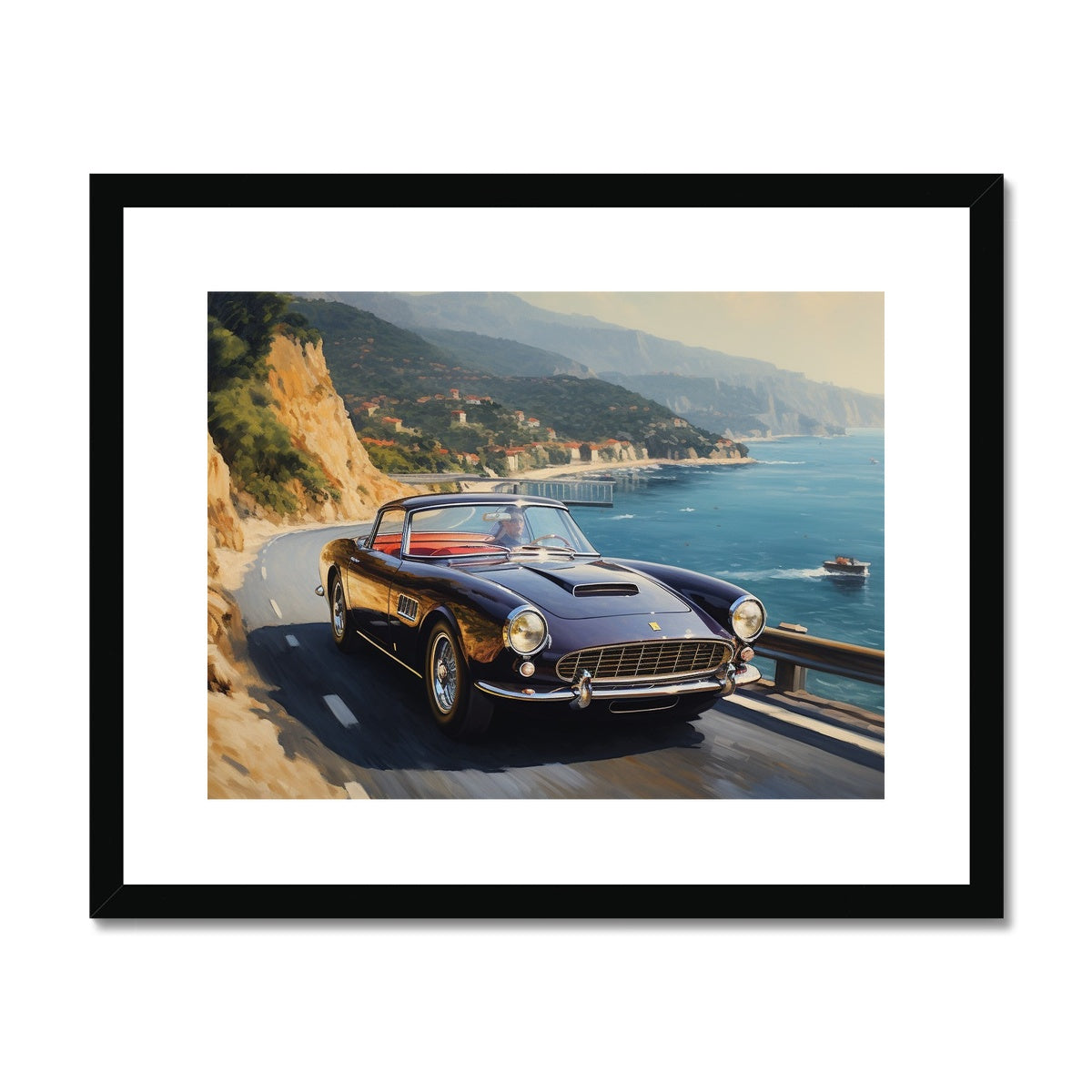 Ferrari 250GT Cruising Around The Amalfi Coast, Italy Framed & Mounted Print