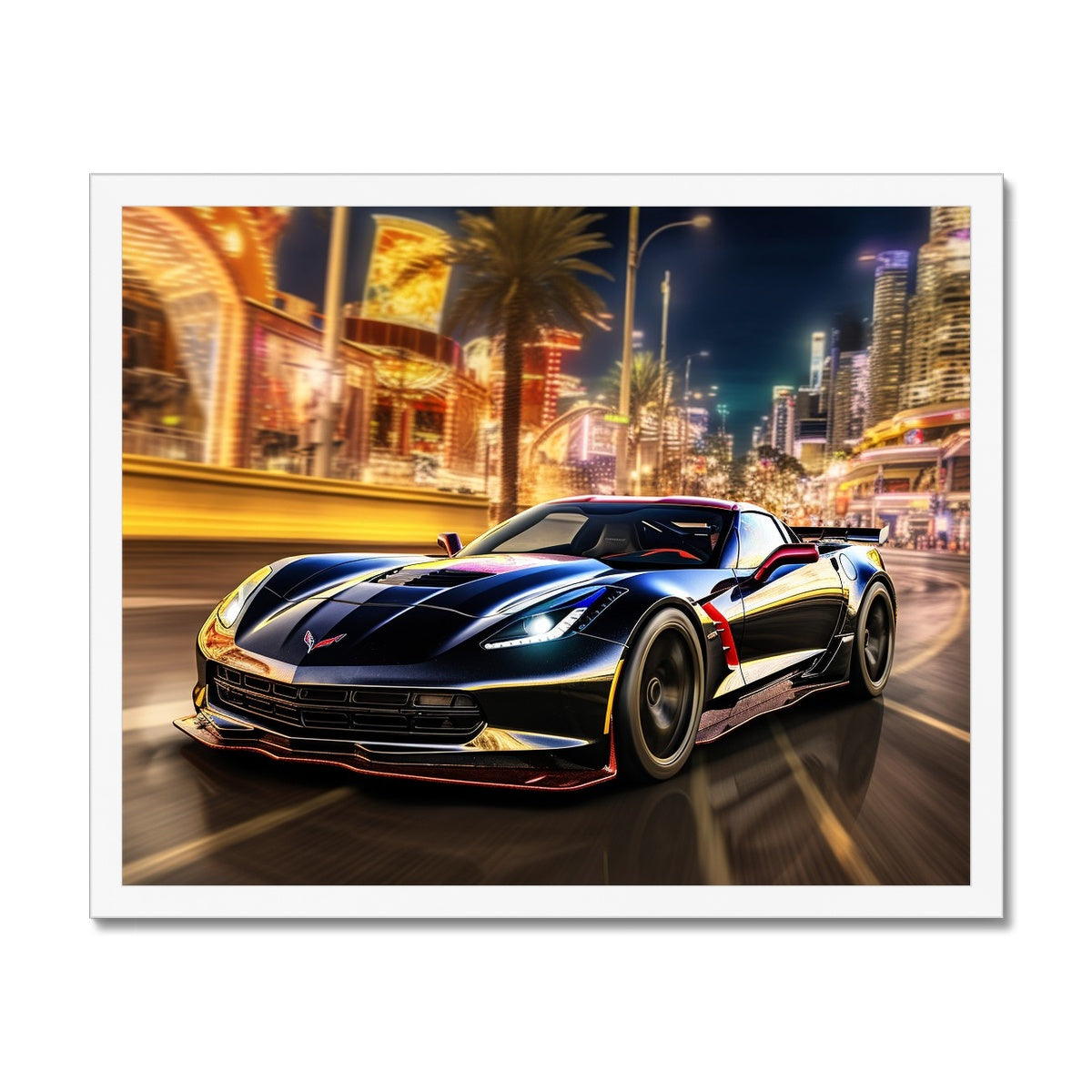 Empty Las Vegas In A Corvette... Framed Print