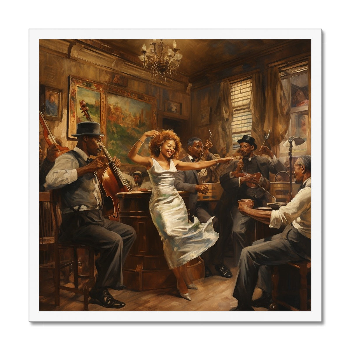Lady of The Night, 1900's New Orleans Jazz Bar Framed Print
